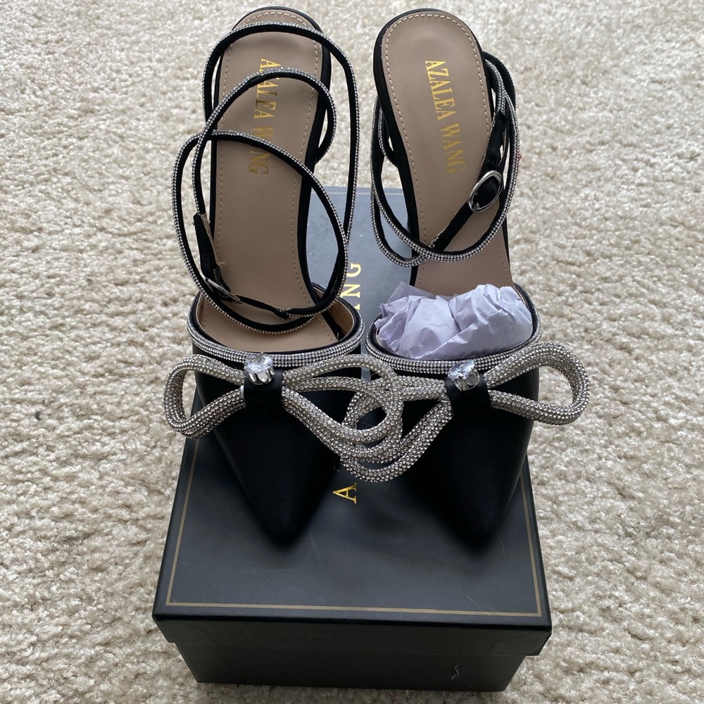 Azaela Wang Diamond Crystal Bow Heels